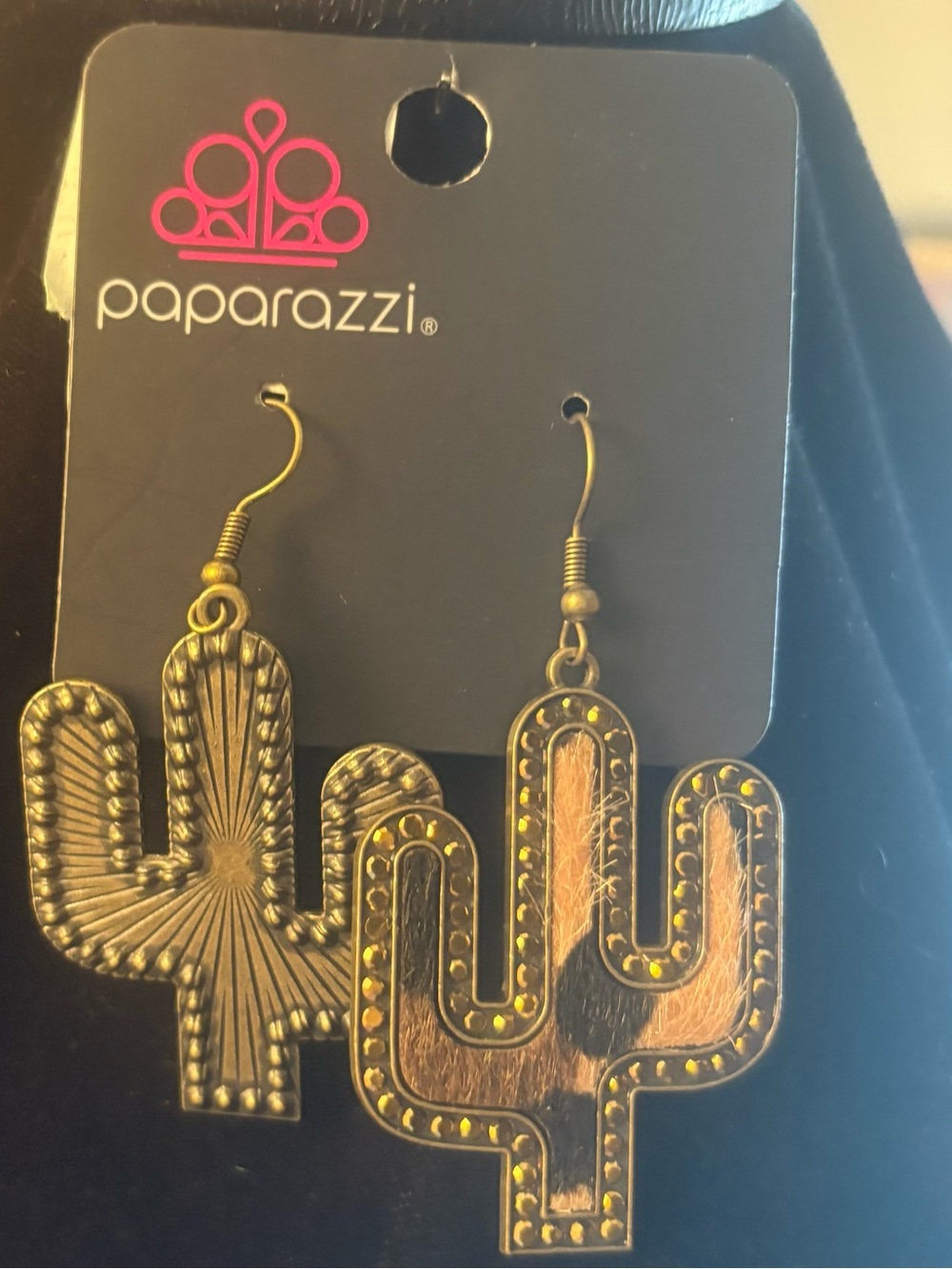 paparazzi Gold-Tone Cactus Dangle Earrings - Brown and Gold